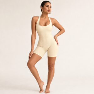 Women’s Ribbed Racerback Shorts-Length Jumpsuit