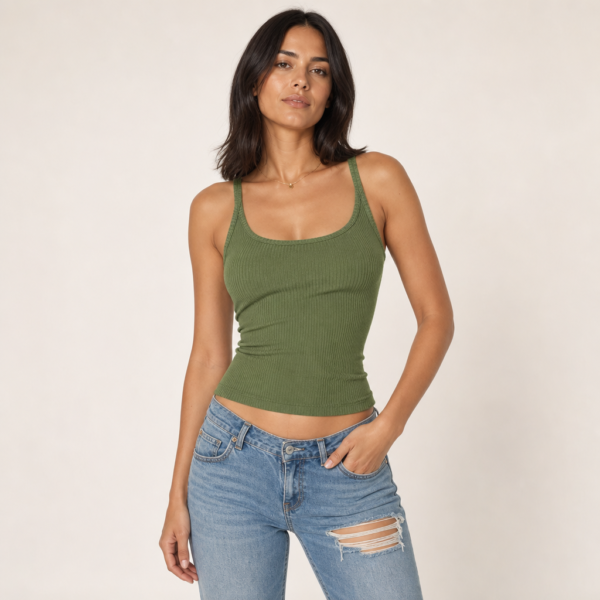 Women’s Ribbed Scoop Neck Racerback Slim Fit Vest