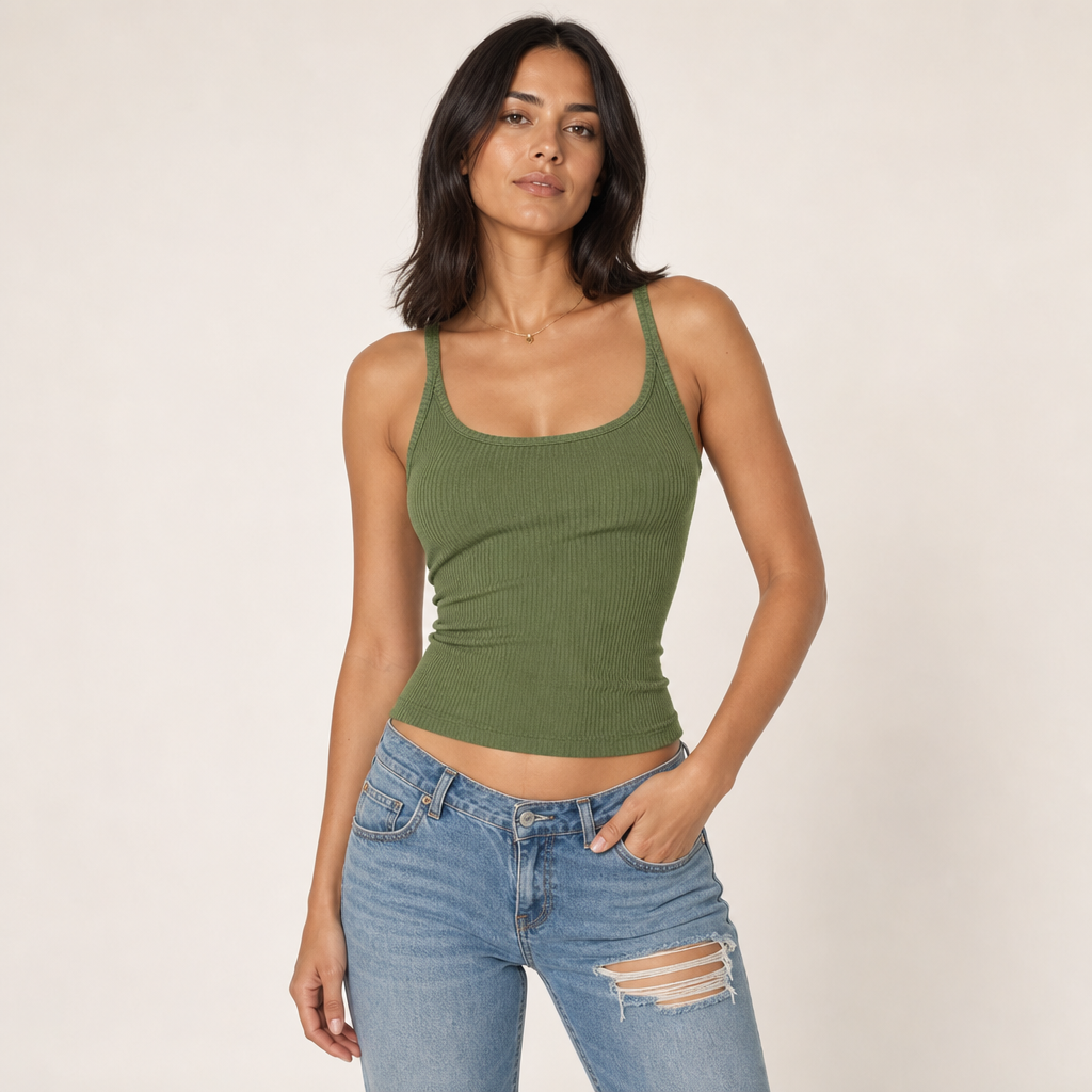 Women’s Ribbed Scoop Neck Racerback Slim Fit Vest