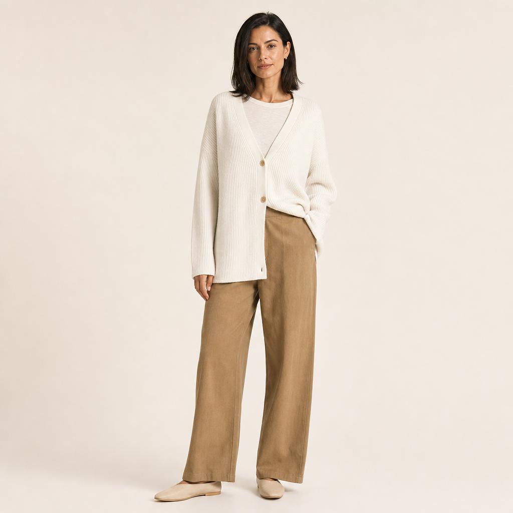 Women’s Ribbed V-Neck Button-Front Loose Cardigan