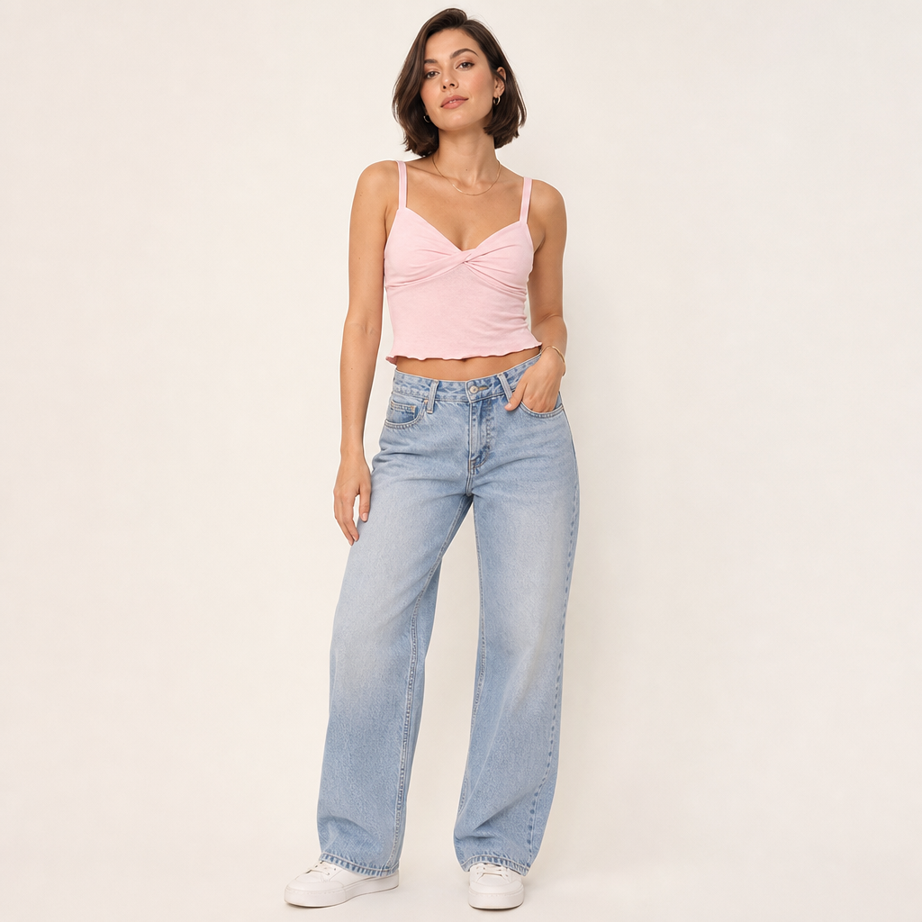Women’s Ruched Twist Front Cropped Camisole Top