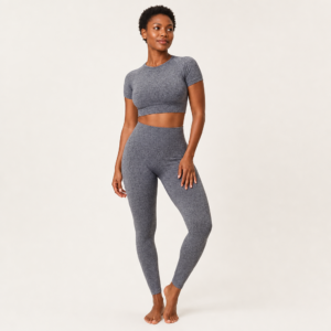 Women’s Seamless Textured Short Sleeve Activewear Set