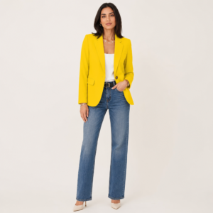 Women’s Single-Breasted Notch-Lapel Blazer with Flap Pockets