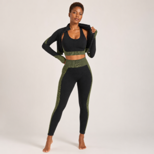 Women’s Three-Piece Textured Zip Jacket Leggings Set