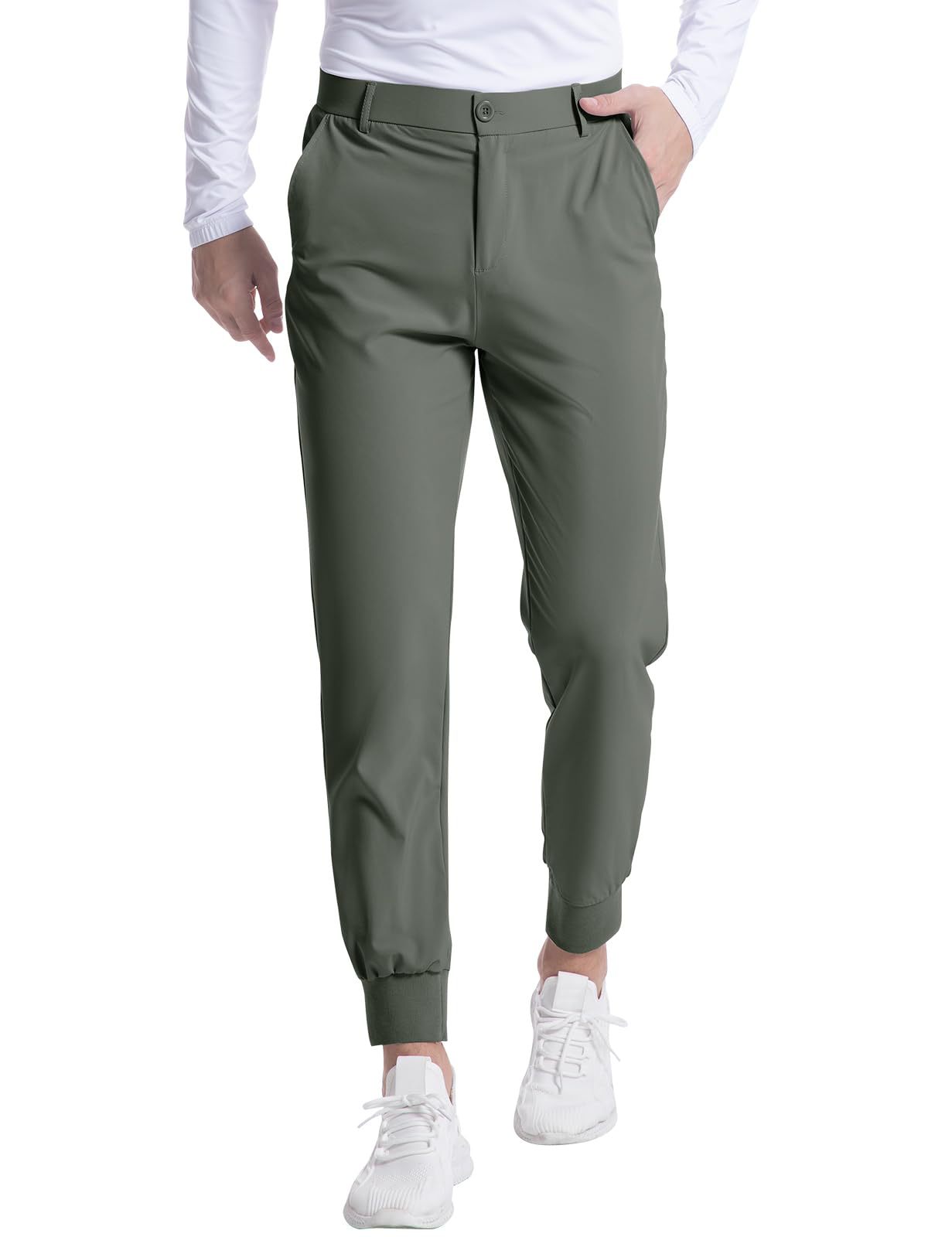 Men’s Stretch Golf Trousers with Cuffed Legs and Pockets