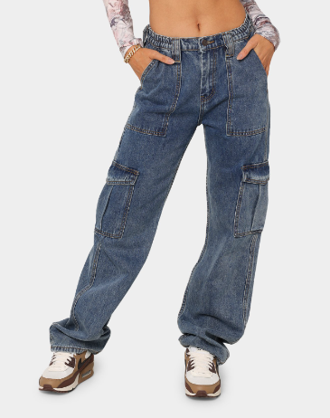 Women’s Wide-Leg Cargo Trousers with Utility Pockets